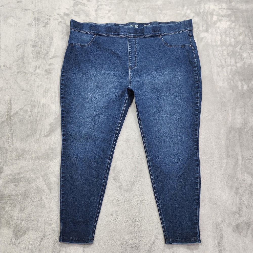 Terra & Sky Jeans Womens 4X Blue High Rise Pull On Jegging Slim Stretch Denim